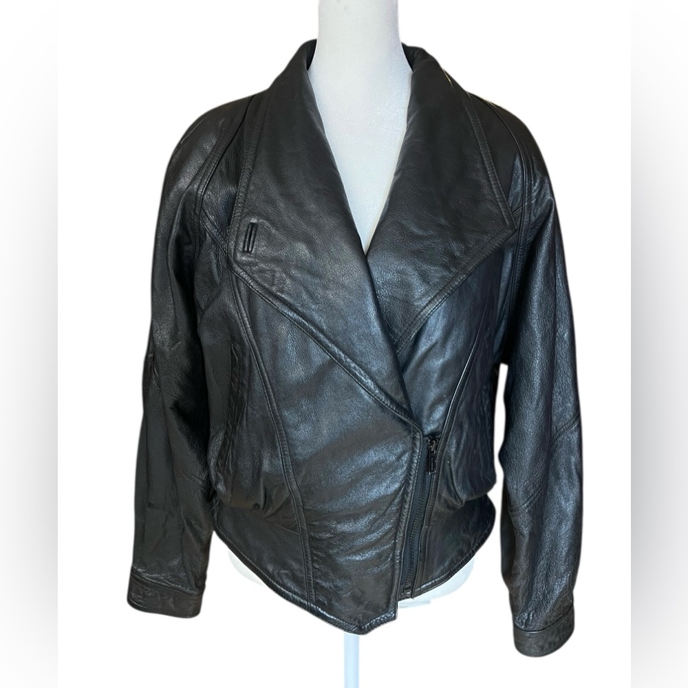 WILSONS Genuine Leather Women’s Black Moto Jacket M Thinsulate Lined Classic VTG